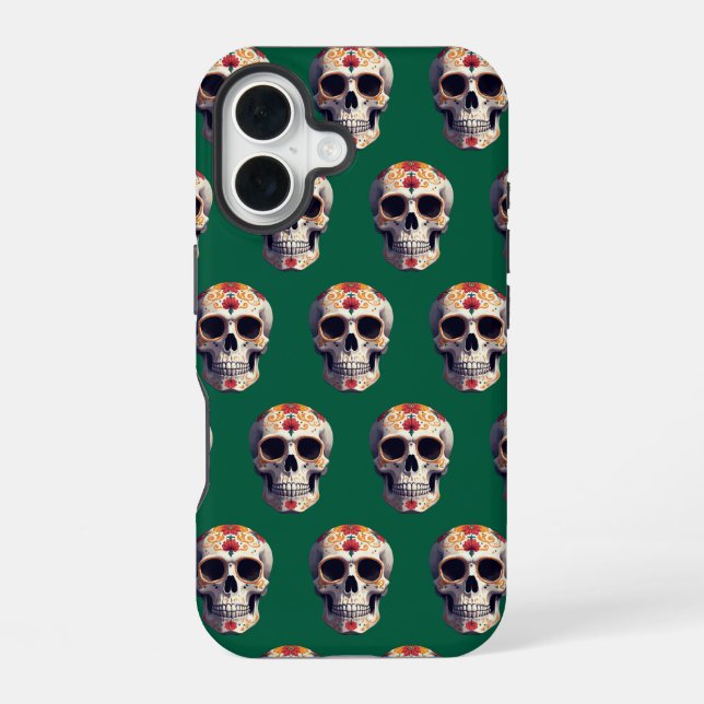 Coque iPhone 16 Crâne de Jour des Morts 2 (Verso)