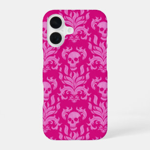 Coque iPhone 16 Crâne flamme Damas en parties scintillant effet ro