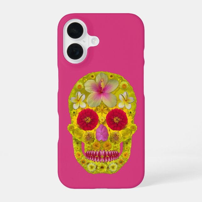 Coque iPhone 16 Crâne Fleur 8 (Verso)