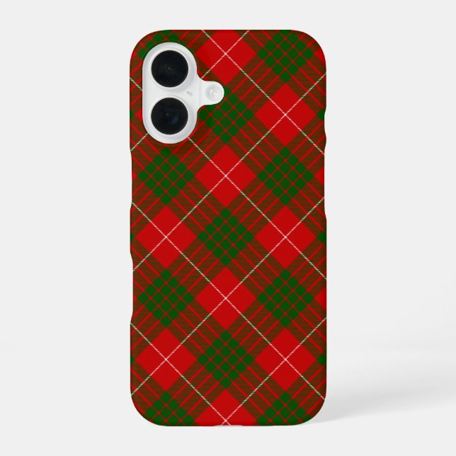Coque iPhone 16 Crawford tartan rouge vert plaid (Verso)