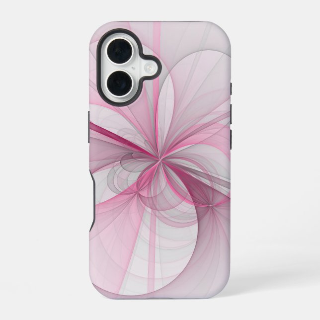 Coque iPhone 16 Création Abstraite Moderne Rose Gris Clair Design  (Verso)