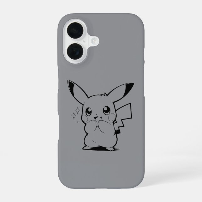 Coque iPhone 16 Créature Électrique Mignonne Dessin au Trait (Verso)