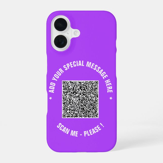 Coque iPhone 16 Créez votre propre étui iPhone avec code QR Texte  (Verso)