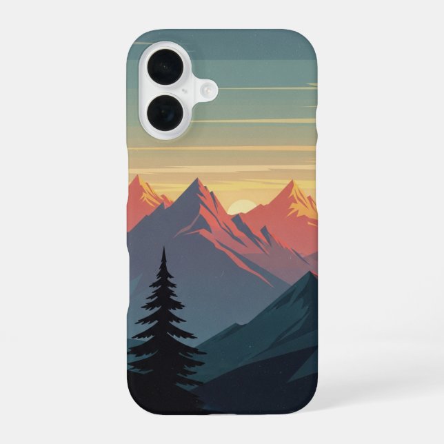 Coque iPhone 16 Crête de montagne vintage (Verso)