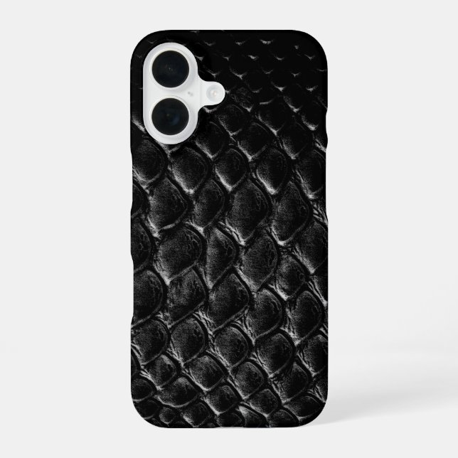 Coque iPhone 16 Crocodile noir moderne (Verso)