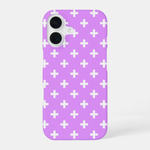 Coque iPhone 16 Croix blanches à pois sur lilas