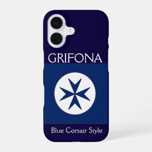 Coque iPhone 16 Croix octogonale BLUE CORSAIR STYLE