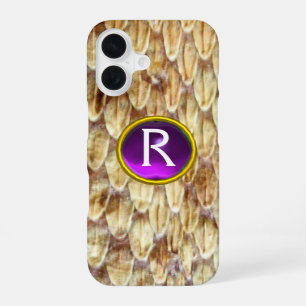 Coque iPhone 16 CROTALUS Peau de serpent imprimée Monogramme Gemme
