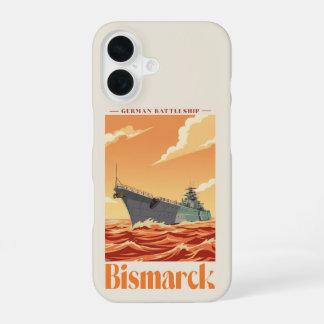 Coque iPhone 16 Cuirassé allemand Bismarck - Affiche Navale Vintag