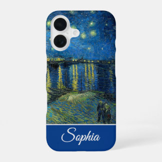 Coque iPhone 16 Customizable Starry Night Over the Rhone, Van Gogh