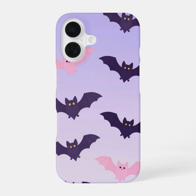 Coque iPhone 16 Cute Bats Pastel Halloween Phone Case (Verso)