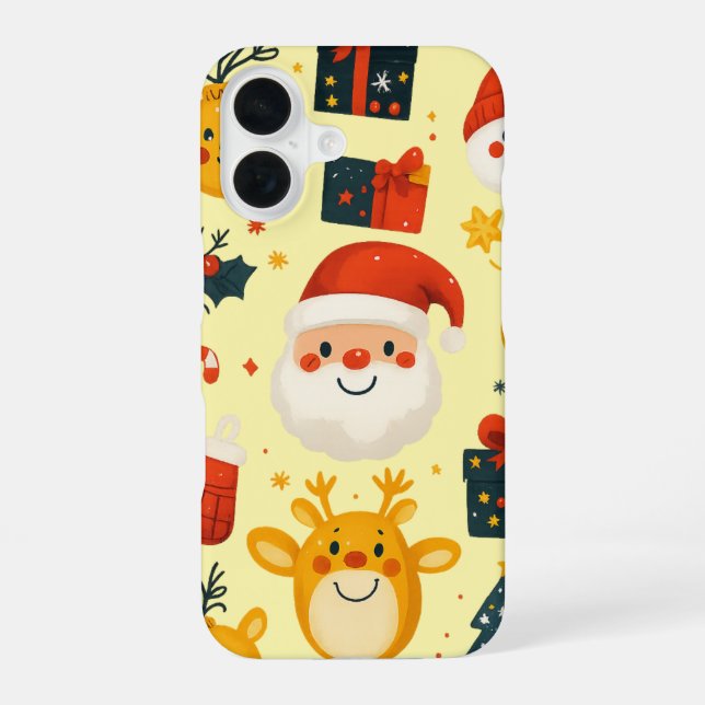 Coque iPhone 16 Cute Christmas Icons Illustration (Verso)