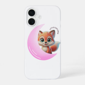 Coque iPhone 16 Cute Fox Pink Moon Case – Aesthetic Kawaii