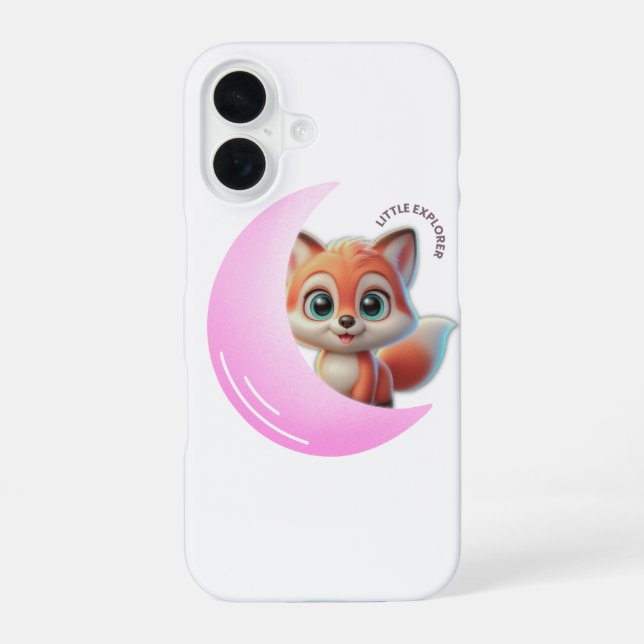 Coque iPhone 16 Cute Fox Pink Moon Case – Aesthetic Kawaii  (Verso)