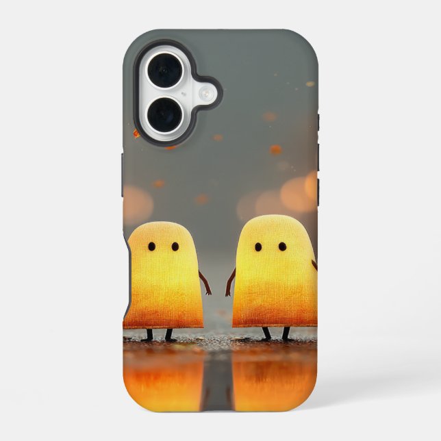 Coque iPhone 16 Cute Glowing Ghosts Under Street Lamps – Cozy Hall (Verso)