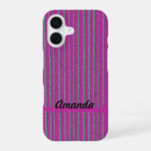 Coque iPhone 16 Cute Hot Rose Unique Motif moderne en bande