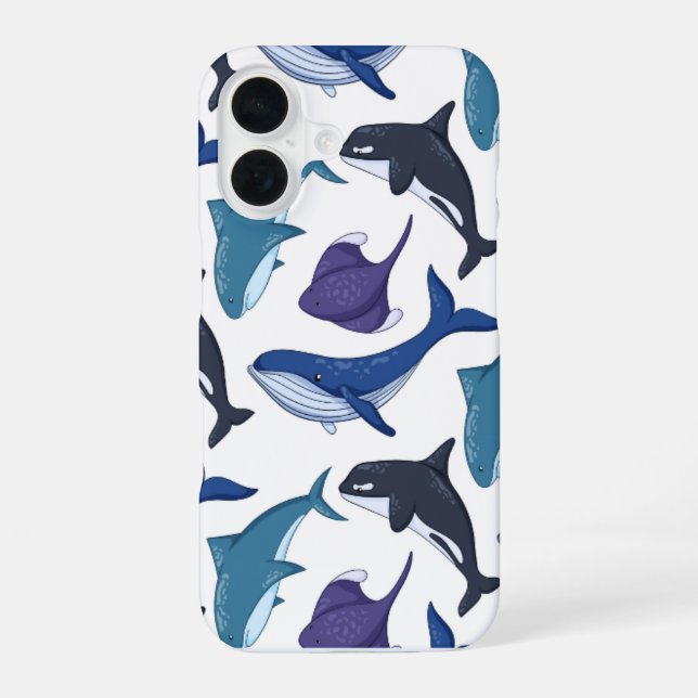 Coque iPhone 16 Cute Ocean Animals Pattern Phone Case (Verso)