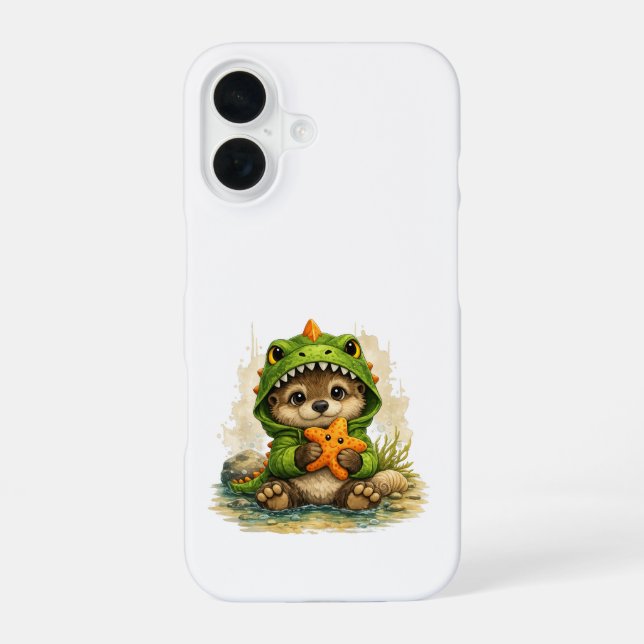 Coque iPhone 16 Cute Otter Dino iPhone 16 Case Kawaii (Verso)