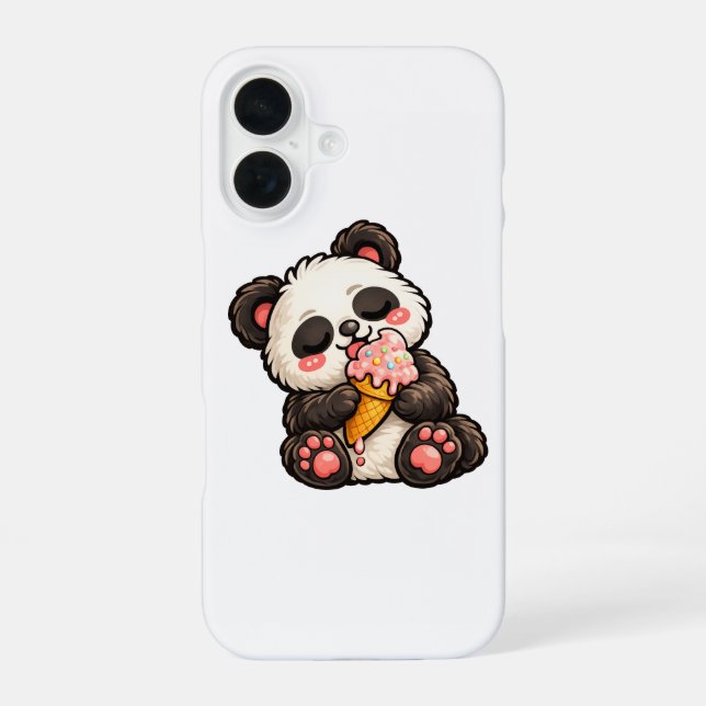 Coque iPhone 16 Cute Panda Ice Cream (Verso)