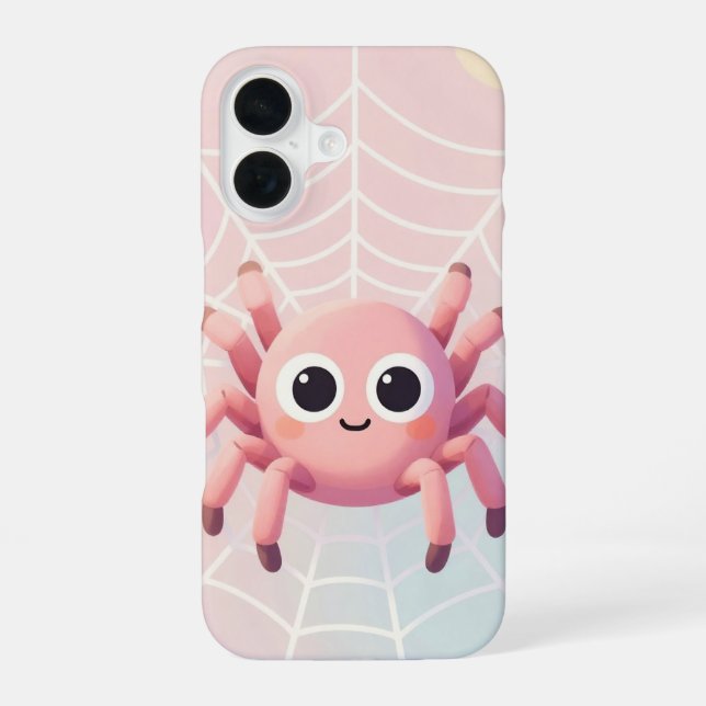 Coque iPhone 16 Cute Pink Spider Web Phone Case (Verso)
