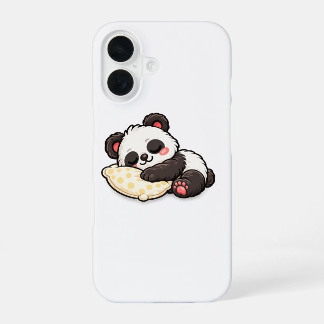 Coque iPhone 16 Cute Sleeping Panda with Pillow (Verso)