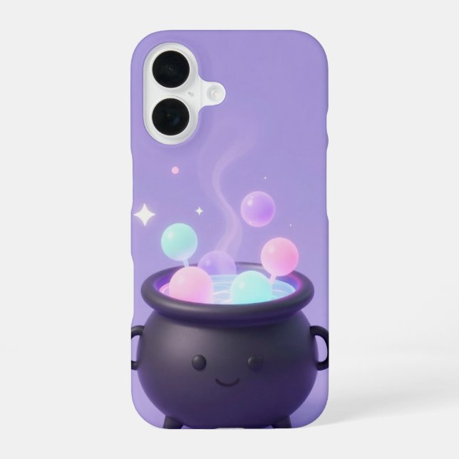 Coque iPhone 16 Cute Witch Cauldron Pastel Halloween Case (Verso)