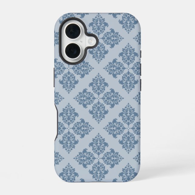 Coque iPhone 16 Damas marocain gris français (Verso)