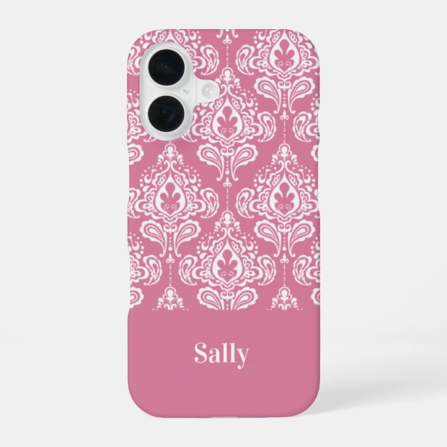 Coque iPhone 16 Damas rose (Verso)