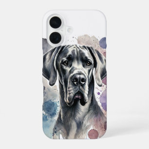 Coque iPhone 16 Danois géant aquarelle