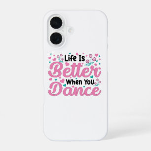Coque iPhone 16 Danseuse mignonne disant confettis rose et sarcell