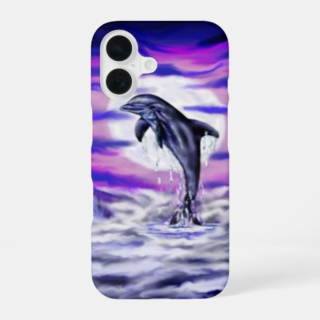 Coque iPhone 16 Dauphin clair de lune (Verso)