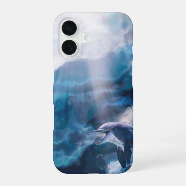 Coque iPhone 16 Dauphins surfant JUSTE POUR LE PLAISIR (Verso)
