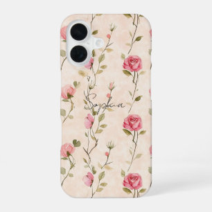 Coque iPhone 16 De jolies roses florales roses crème