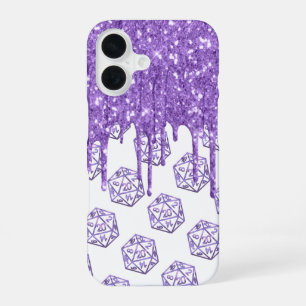 Coque iPhone 16 Déchets pourpres D20 Jeu de rôle de tableau RPG