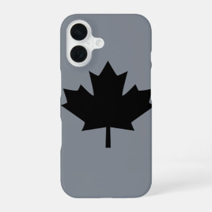 Coque iPhone 16 Décor de feuille d'érable noir canadien