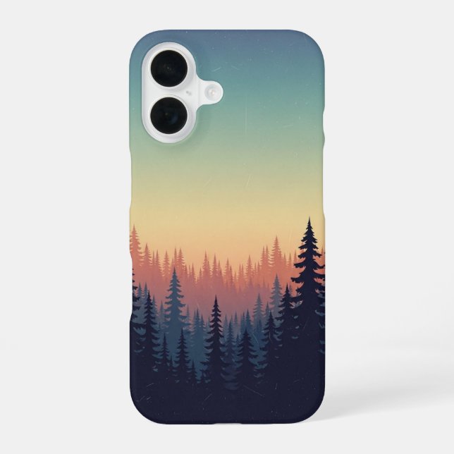Coque iPhone 16 Dégradé de forêt vintage (Verso)