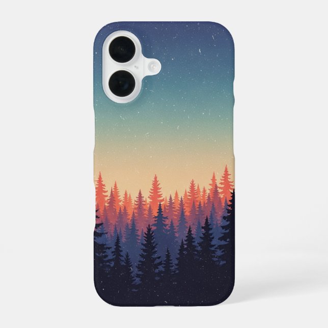 Coque iPhone 16 Dégradé de forêt vintage (Verso)