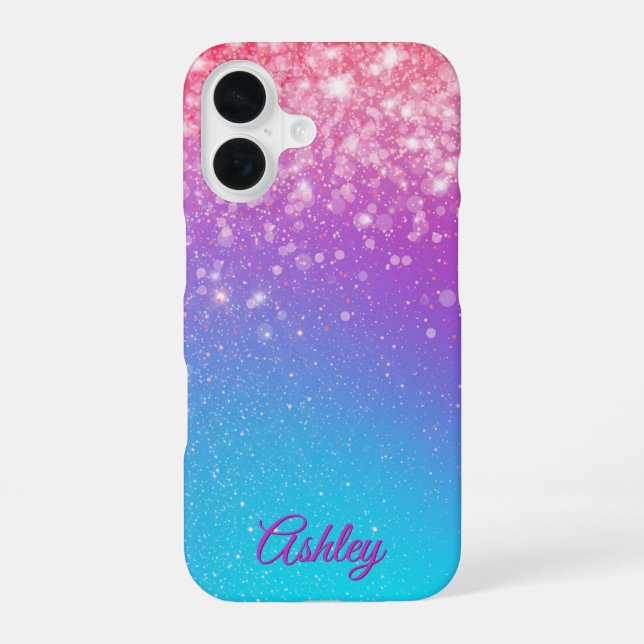 Coque iPhone 16 Dégradé de galaxie néon (Verso)