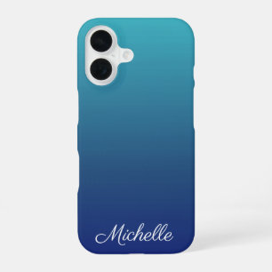 Coque iPhone 16 Dégradé ombré bleu personnalisé