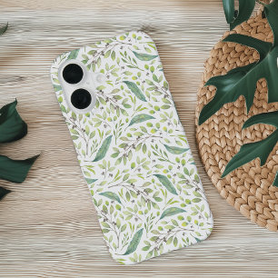 Coque iPhone 16 Délicat Motif botanique vert printemps