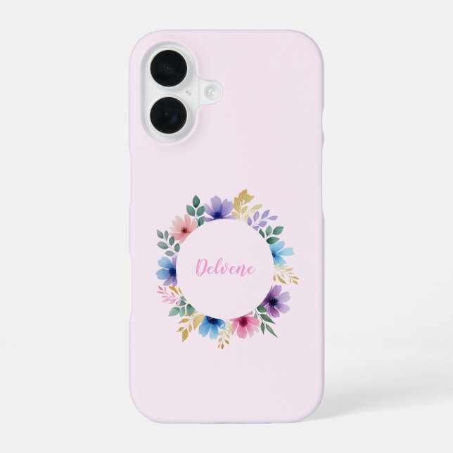 Coque iPhone 16 Délicate couronne florale (Verso)