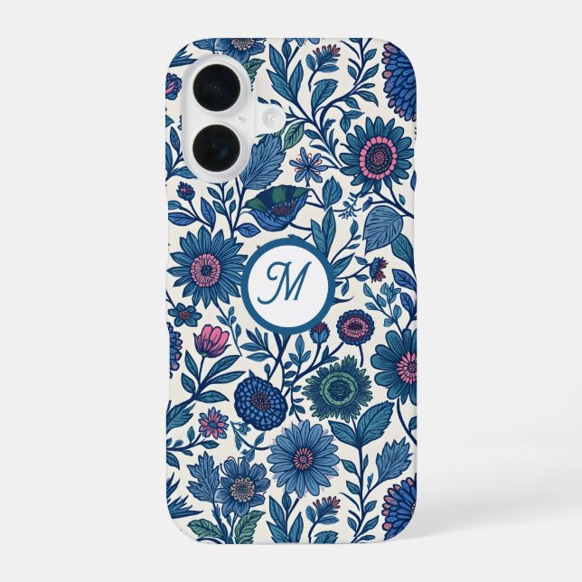Coque iPhone 16 Délice Bleu et Rose (Verso)