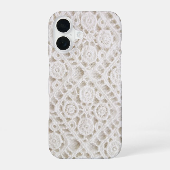 Coque iPhone 16 Dentelle Ivory Crochet (Verso)