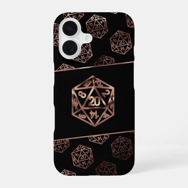 Coque iPhone 16 Dés RPG | Joueur de table de jeu rétro Copper Fant (Verso)