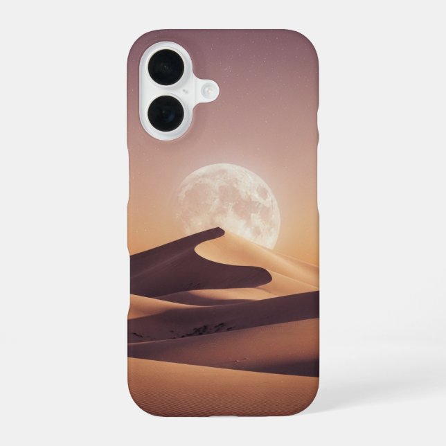 Coque iPhone 16 Désert lunaire rétro (Verso)