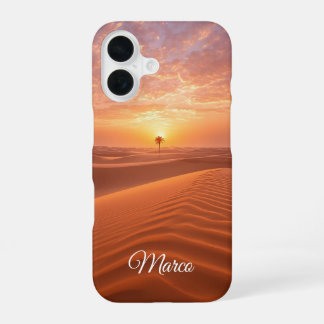 Coque iPhone 16 Desert Serenity - Dunes d'or au Sunset Fine Art
