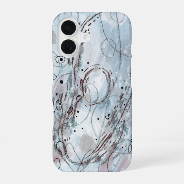 Coque iPhone 16 Design abstrait contemporain bleu gris (Verso)