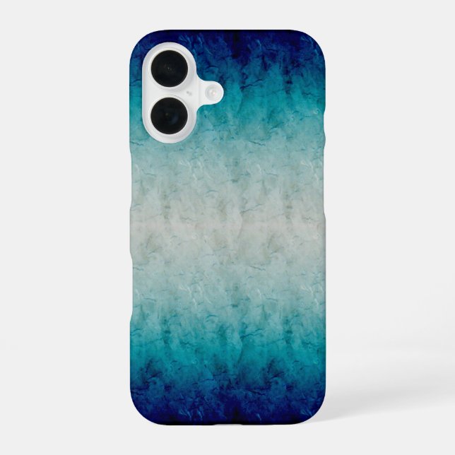 Coque iPhone 16 Design dégradé de marbre bleu reflété (Verso)