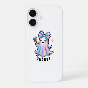 Coque iPhone 16 Design Fantôme coloré avec Bow et Flower