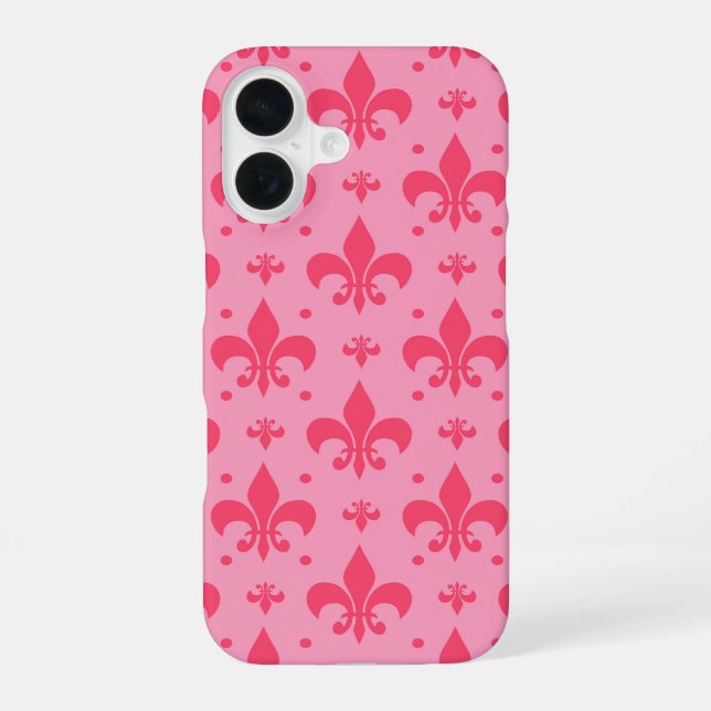 Coque iPhone 16 Design Motif rose Fleur de lis (Verso)
